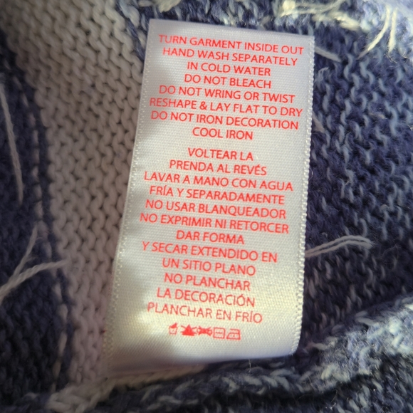 Holiday Time XL Blue Heather Striped Embellished Snowflake Cardigan Sparkle - Picture 4 of 15